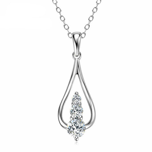 Elegant Moissanite Waterdrop Pendant Necklace – 5mm, 3.5mm, 2.5mm Stones