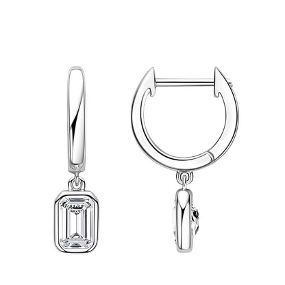 Moissanite Hoop Earrings with 0.8 Carat Emerald Cut