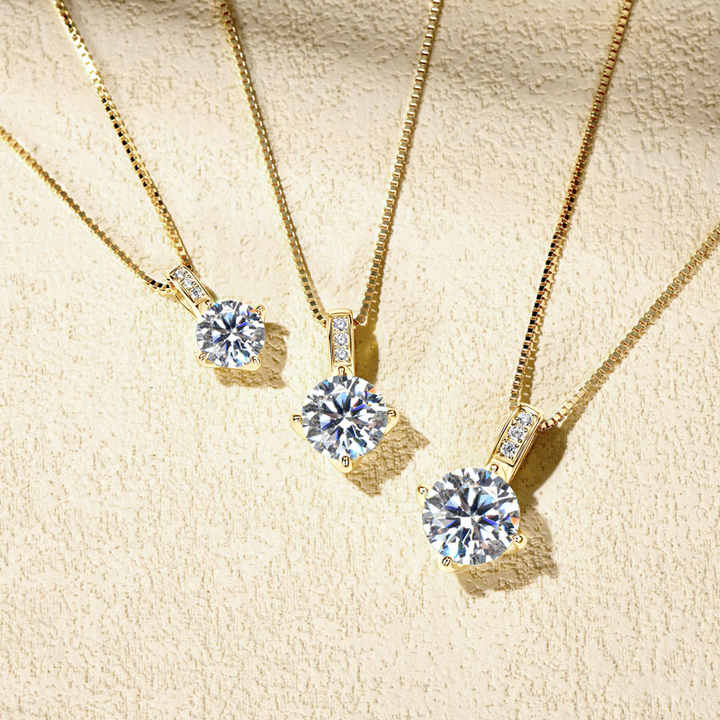 Classic Box Chain Moissanite Pendant Necklace – 6.5mm, 8mm, or 9mm Round VVS1 Moissanite