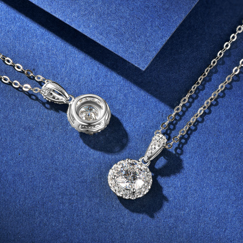 Halo Moissanite Elegant Necklace Gift Set
