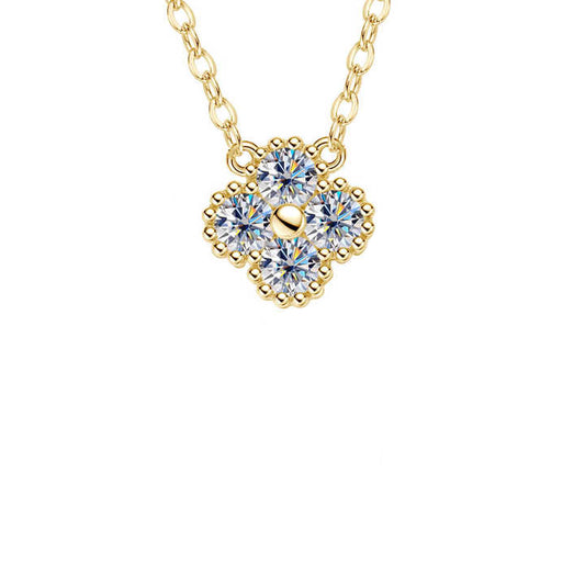 Four-Leaf Clover Moissanite Pendant Necklace – 0.10ct