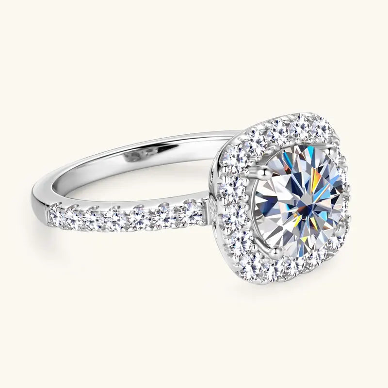 Luxury Moissanite 2 ct Cushion Ring For wedding, anniversary & engagement