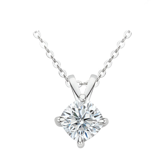 Moissanite Cushion Cut Pendant Necklace with 1.0 Carat D Color Stone