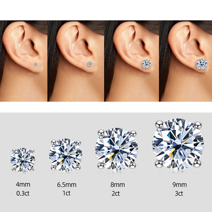 Moissanite Stud Round Brilliant Cut Earrings