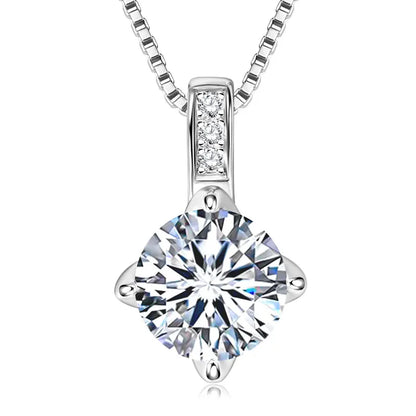 Classic Box Chain Moissanite Pendant Necklace – 6.5mm, 8mm, or 9mm Round VVS1 Moissanite