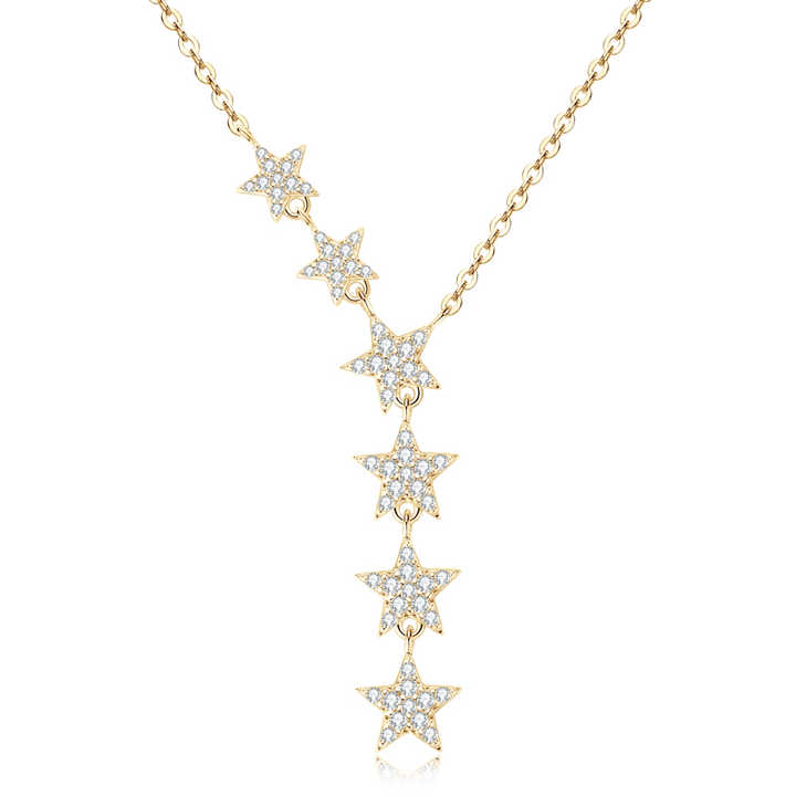 Y-Shaped Star Moissanite Necklace – 1ct Round Cut