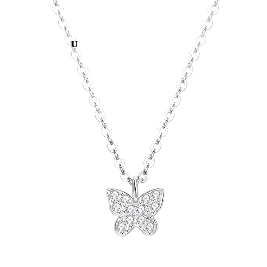 Elegant Moissanite Butterfly Pendant Necklace