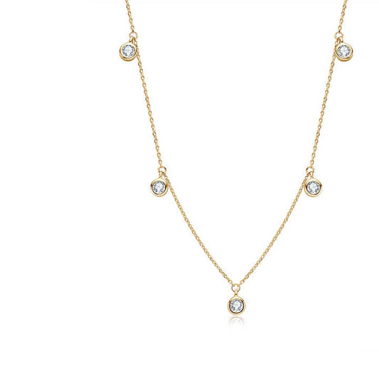 Moissanite Charm Choker Necklace – 0.3 Carat Round Cut