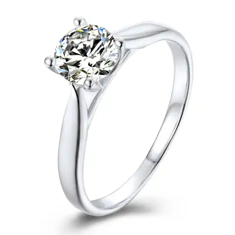 0.5 Carat Moissanite Classic Engagement Ring - 5mm Round Cut Solitaire