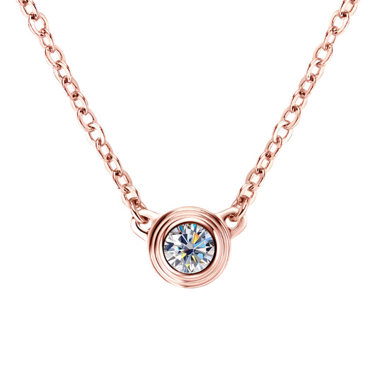 Classic Style Necklace with 3mm VVS1 Moissanite – Available in White, Yellow, and Rose Gold Plating