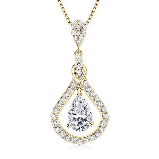 Droplet Moissanite Pendant Necklace – 1.0ct, 1.5ct, or 2.0ct D Color