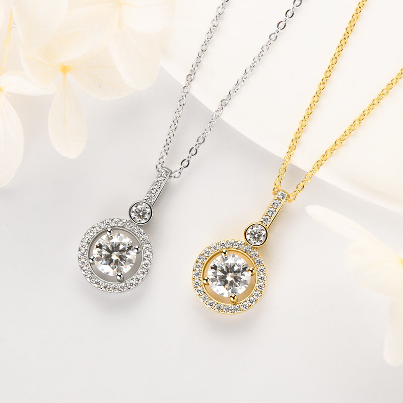 Round Luxury D Color Moissanite Pendant Necklace