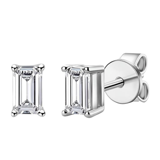 Moissanite Emerald Cut Stud Earrings with 0.25 Carat (3x5mm)