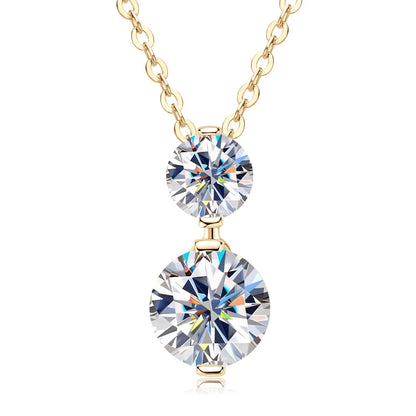 Two-Stone Moissanite Pendant Necklace – 1.70ct Total, GRA Certified