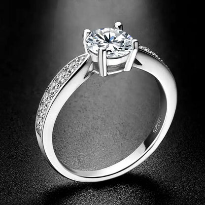 Real Moissanite Wedding Ring - 1.0 Carat 6.5mm Round Cut