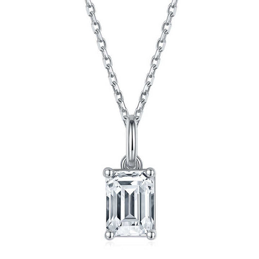 Moissanite Emerald Cut Pendant Necklace