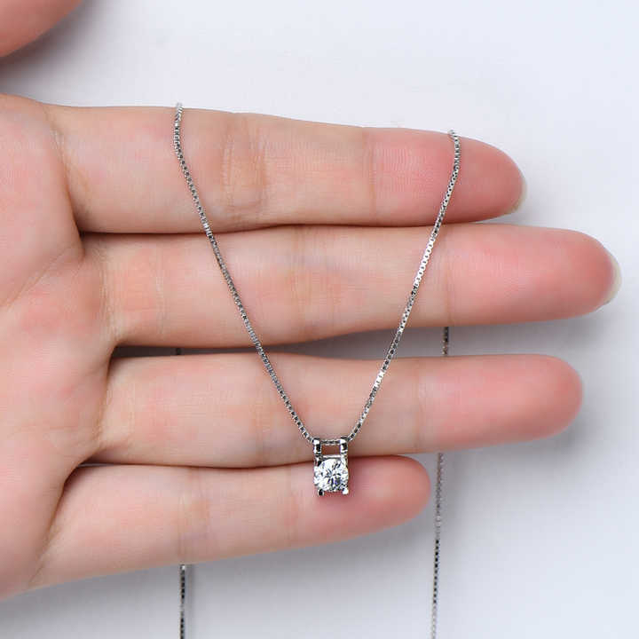 Moissanite Cross Pendant Necklace with 0.5ct Round Cut