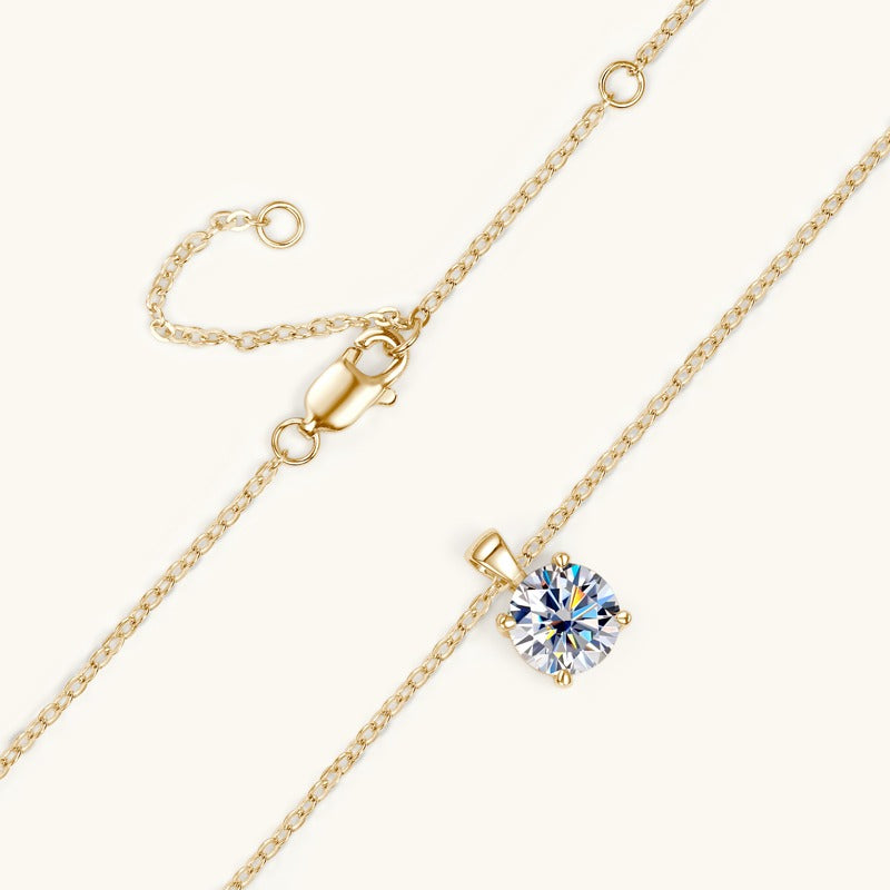 Luxury Solitaire Round Moissanite Necklace (FREE Earrings included)