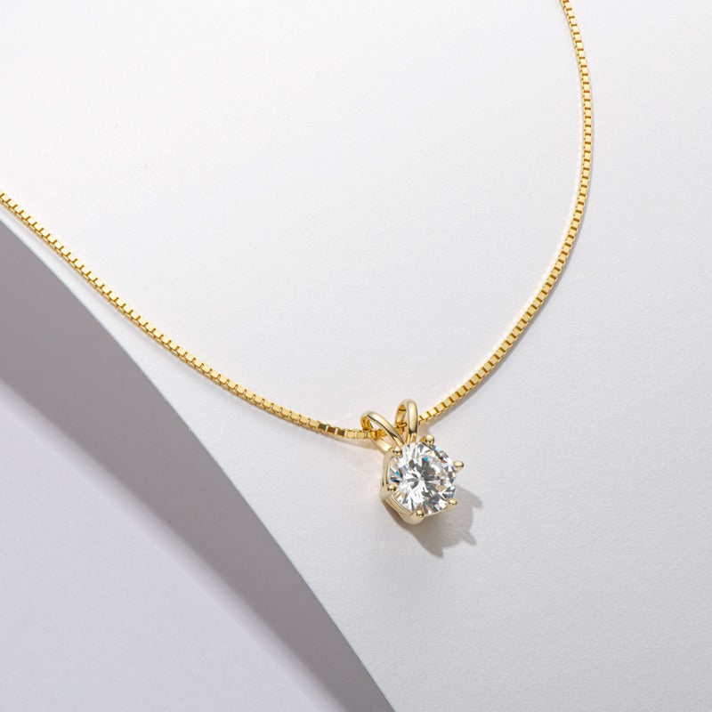 Luxury Solitaire Round Moissanite Necklace (FREE Earrings included)