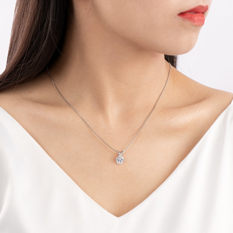 Luxury Solitaire Round Moissanite Necklace (FREE Earrings included)