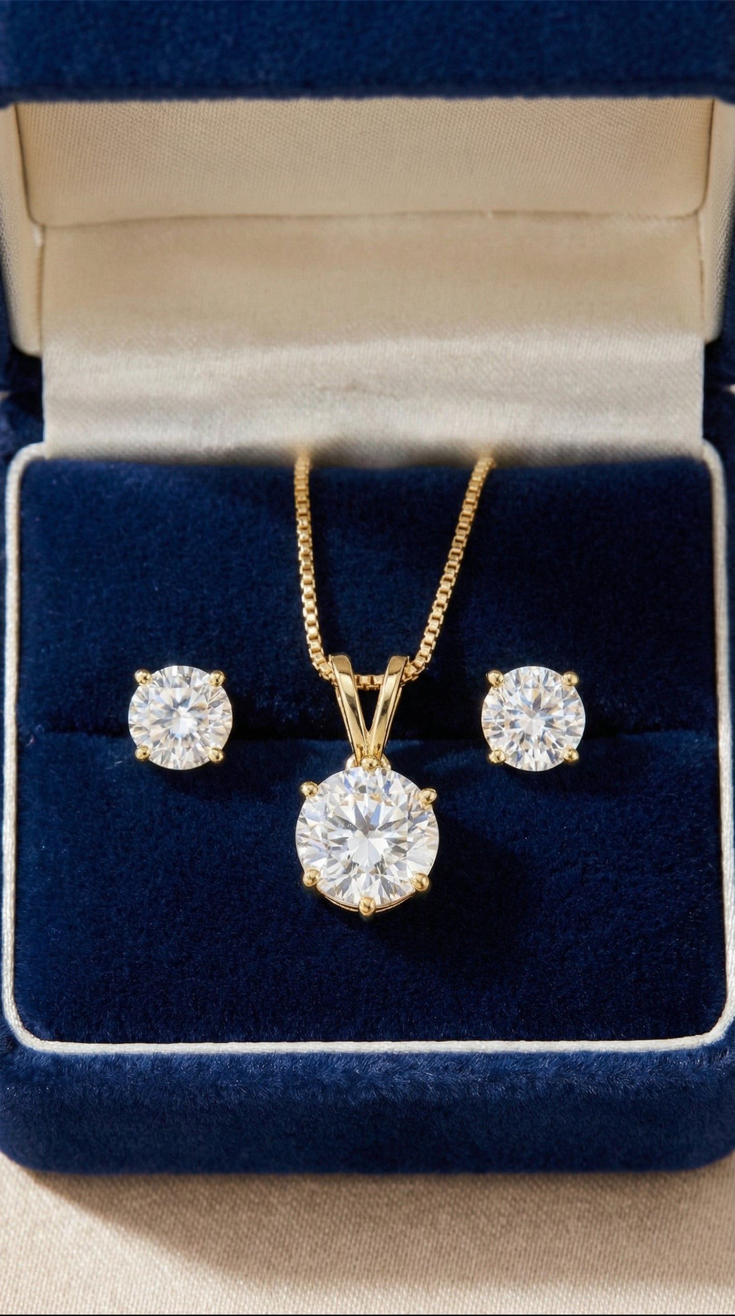 Luxury Solitaire Moissanite Necklace Set